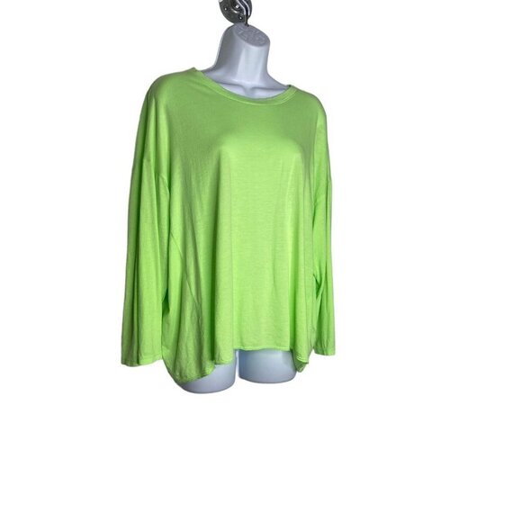 Sundry Women's Neon Green Long Sleeve Tee‎ SZ 3/L - Picture 3 of 8